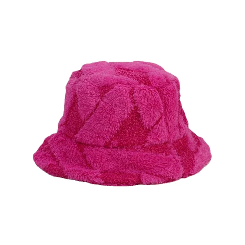 2023 Solid Color Print Winter Bucket Hats Keep Warm Thick Fur Fluffy Women Men Winter Outdoor Windproof Female Fisherman Cap