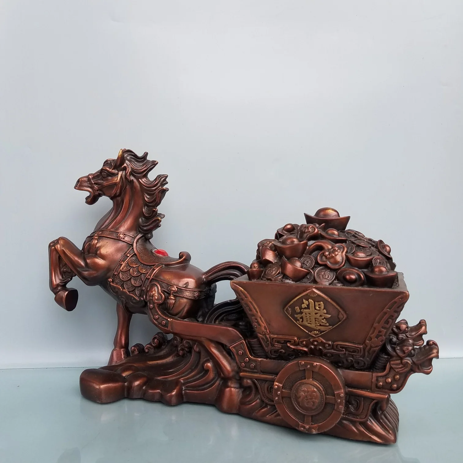 Bronze statue Horse drawn cart 39x14x25 cm, 4.5 kg