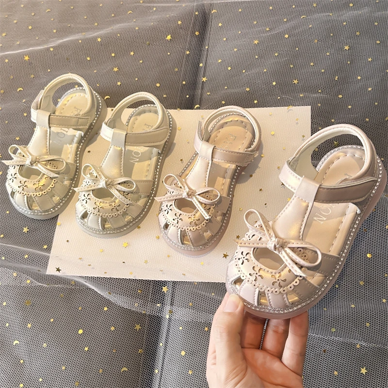 

Children Casual Sandals for Girl 2025 Summer New Fashion Korean Style Soft Bottom Anti-slippery Versatile Princess Cut-outs Shoe