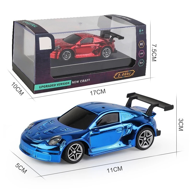 1:43 New Mini Rc Car Gold Plated With Lights 2.4g Radio Remote Control Racing Cars Model Usb Charging Boys Toys For Children