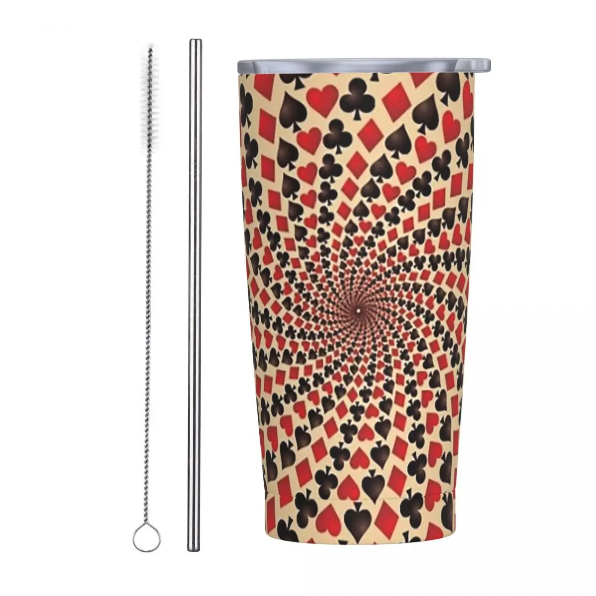 Ace Of Diamonds Playing Card Hearts Spades Stainless Steel Tumbler Vacuum Insulated Mugs Thermal Cold Cup Straws With Lid 20oz