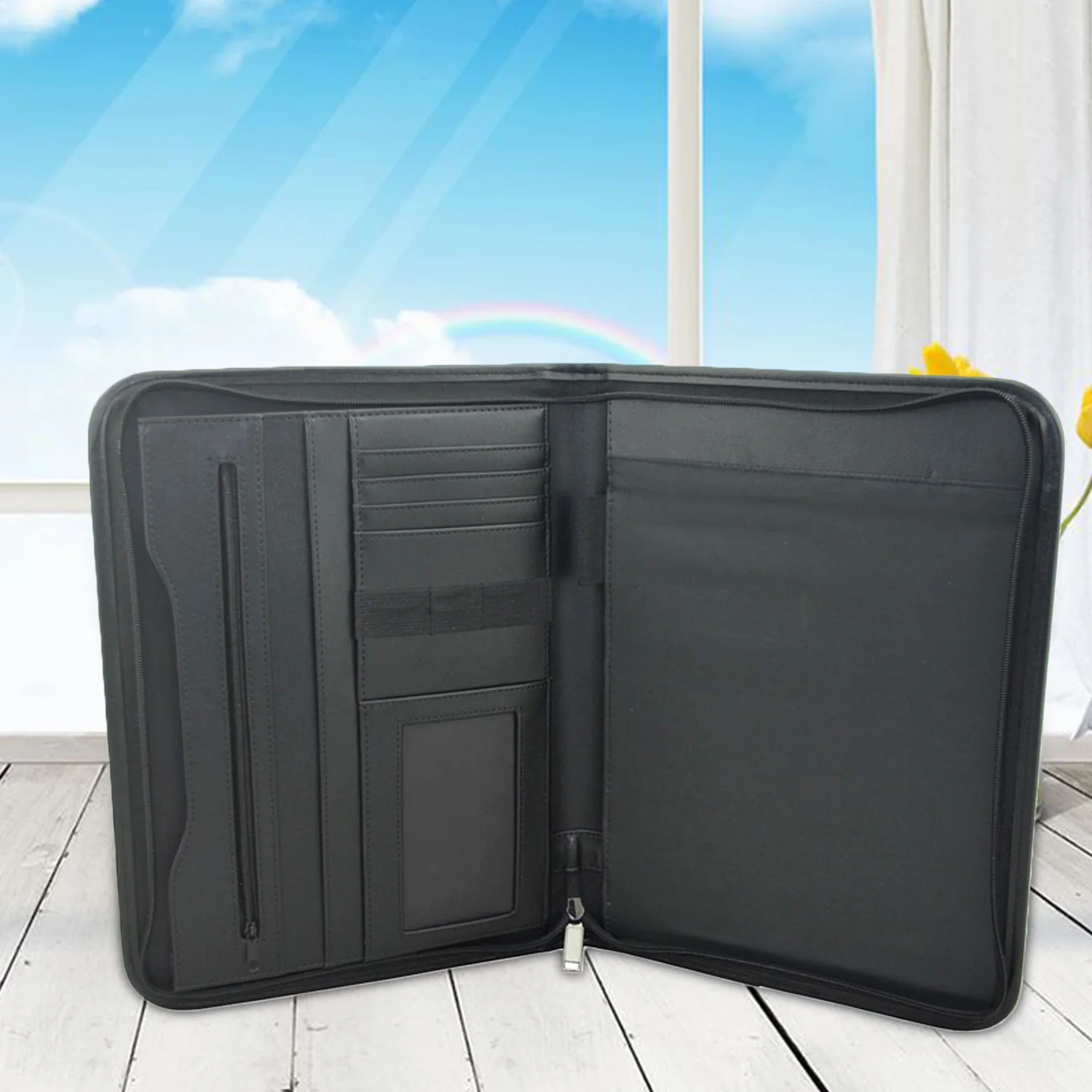 Multifunctionele A4 Map Professionele Zakelijke Conferentie Pu Leer Document Case Portable Organizer Bag Met Rekenmachine