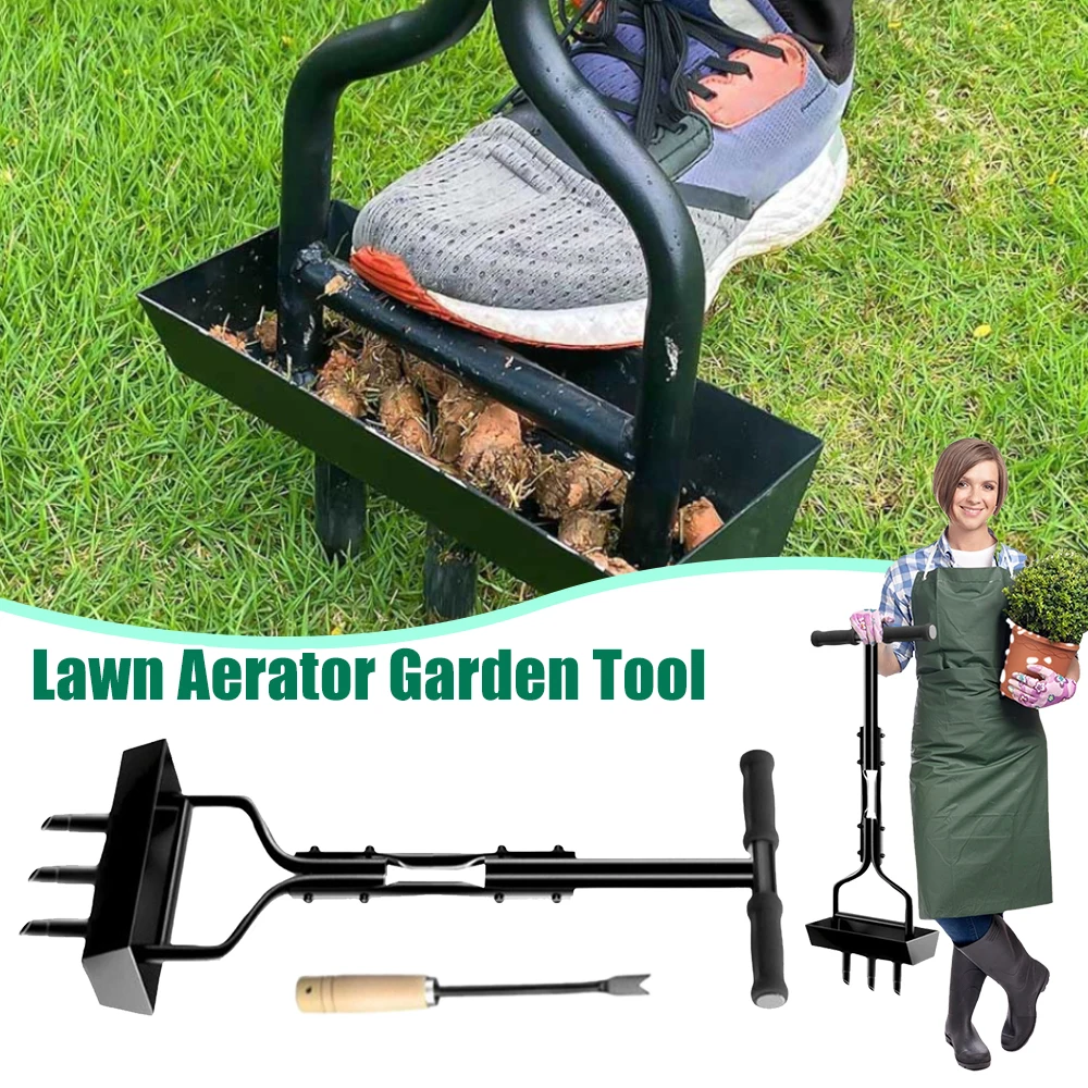 Manual Lawn Aerator Coring Garden Tool Yard Plug Aerators & Clean Tools T-shaped Handle For Lawn Yard Care Garden Hand Tools