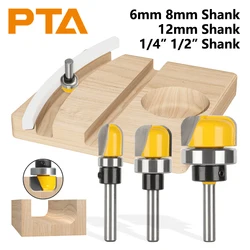 Haste redonda Nose Bit com rolamento inferior, Router Bit, Woodworking Milling Cutter, Wood Bit Face Mill, 6mm, 6.35mm, 8mm, 12mm, 12.7mm