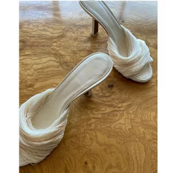 White New Design Hollow Slippers Round Toe Stiletto High Heel Slip-on Fashion Sexy Women Shoes 2024 Summer Zapatos Para Mujere