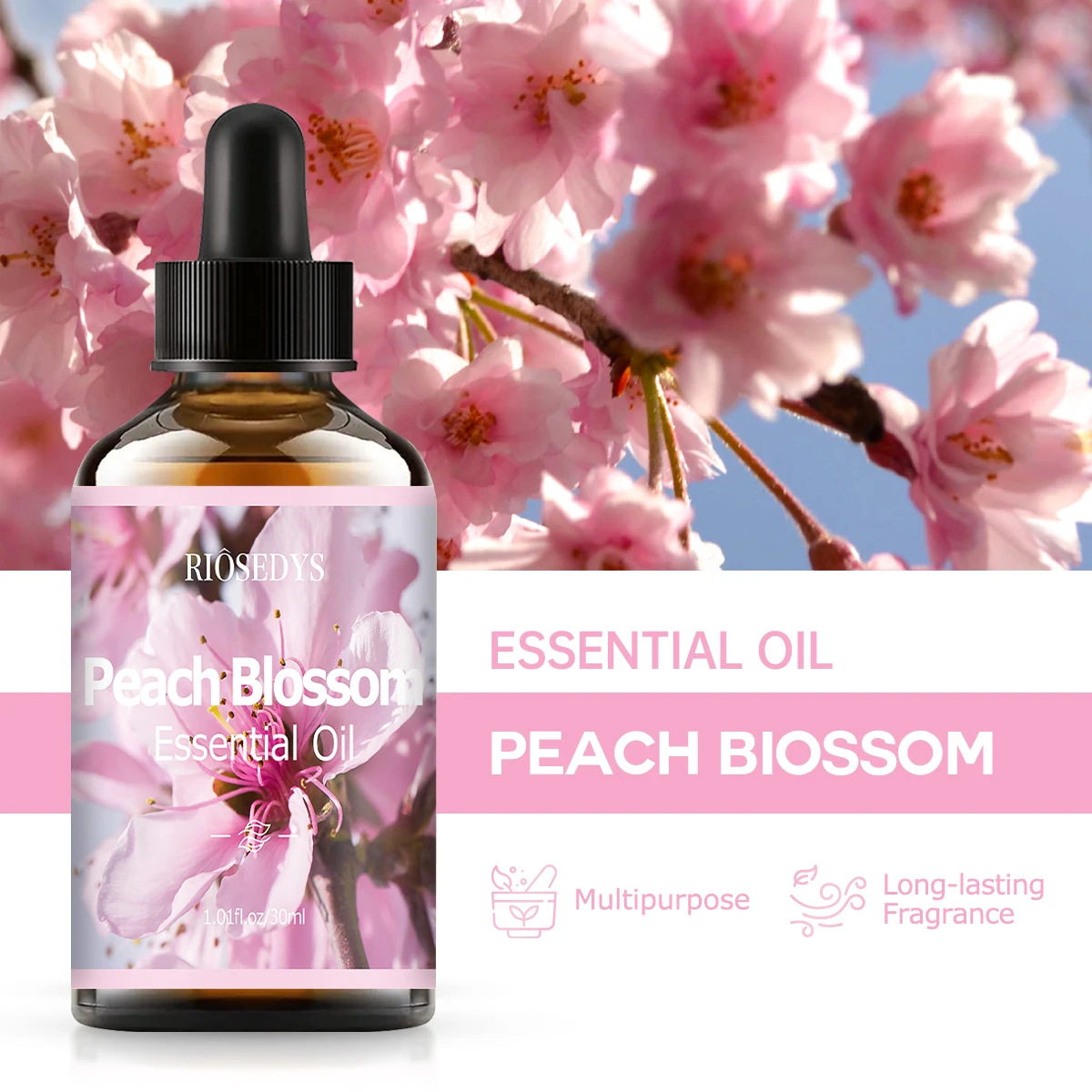 Peach blossom essential oil natural fragrance, is suitable for body massage treatments ,hair care anddiffuser