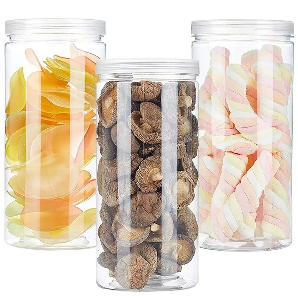 New Clear Sealed Can with Lid Food Grade Sealed Plastic Food Jar Circular Storage Bucket Food Canister Storage Container