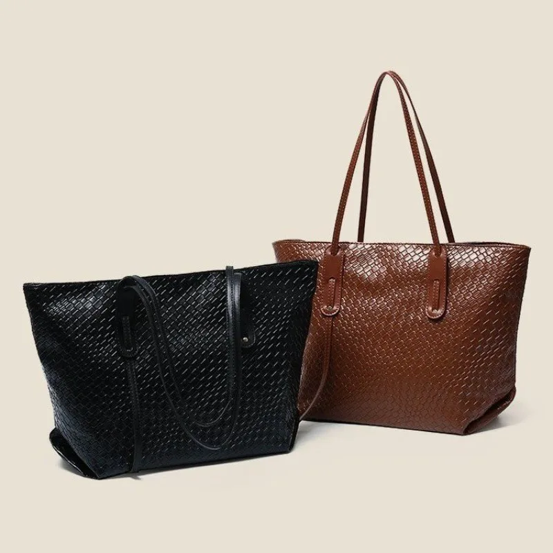 

Vintage Women's Large Capacity Woven Bag Versatile Shoulder Underarm & Handheld Tote, Korean Style Casual Daily Bag for Shopping