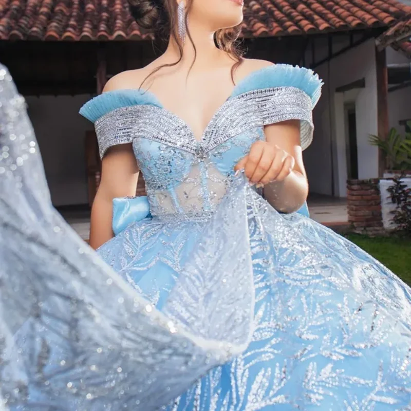 

Блестящее платье Quinceanera цвета морского синего цвета с кружевными многослойными кристаллами и блестящими наклейками с бантом, платья de 15, Quinceanera ﻿ Индивидуальный