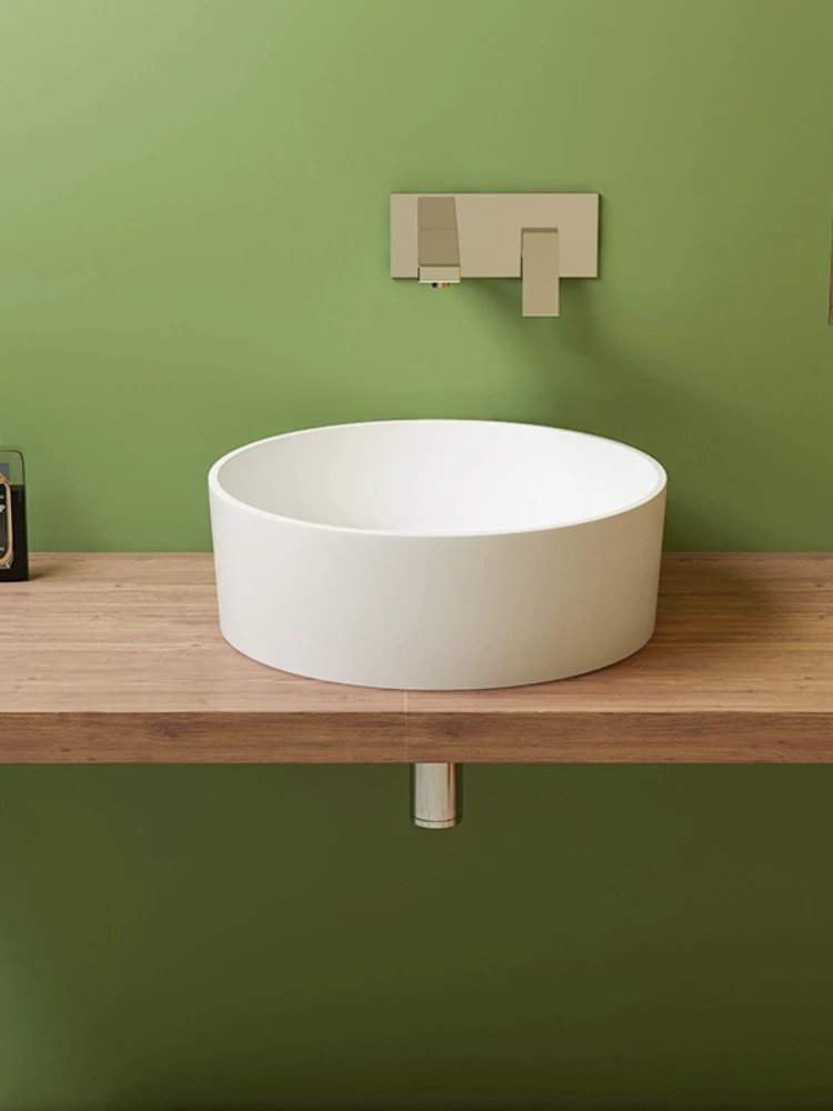 White round Wash Basin Simple Modern Artificial Stone Basin Bathroom Washbasin Single Basin