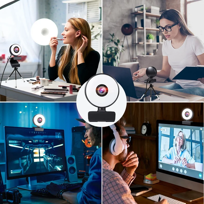 4K HD Autofokus Webcam Einstellbare Licht Computer Kamera + Mikrofon Für Laptop Desktop Video Anrufe
