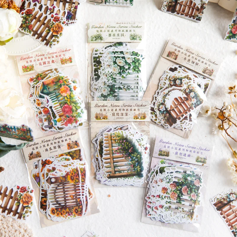 

20sets/lot Kawaii Stationery Garden Notes Junk Journal Diary Planner Decorative Mobile Sticker Scrapbooking