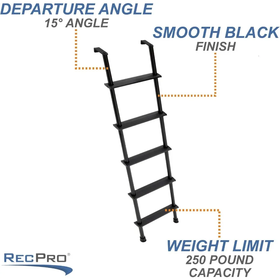 66Inch RV Bunk Ladder with Black or Silver Finish for Safe and Easy Access in Compact Living Spaces Includes Mounting Brackets