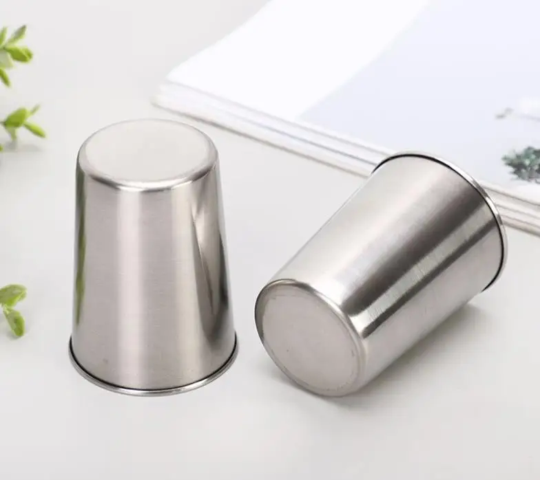 100pcs 180ml Drinking Stainless Steel Cups Water Wine Beer Whiskey Mugs Outdoor Travel Cup ni353