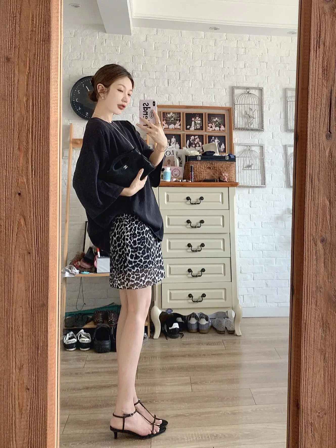 Retro American Thin Smoke Leopard Print Half Skirt Women's Summer New Casual High Quality A-Line Skirt City Commute Daily Travel