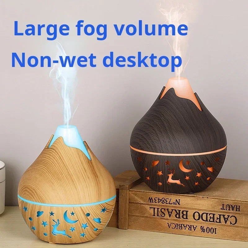 Mini Snow Mountain Hollow out Wood Grain Aromatherapy Humidifier USB Silent Air Moisturizer