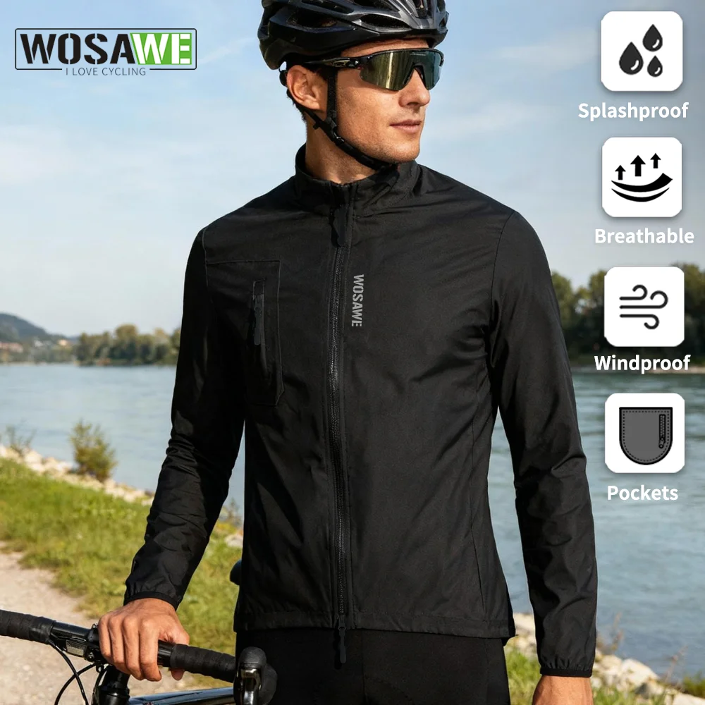 

WOSAWE Cycling Jacket Men Windbreaker Bicycle Windproof Lightweight Long Sleeve Jacket Breathable Mtb Jersey Bike Clothing