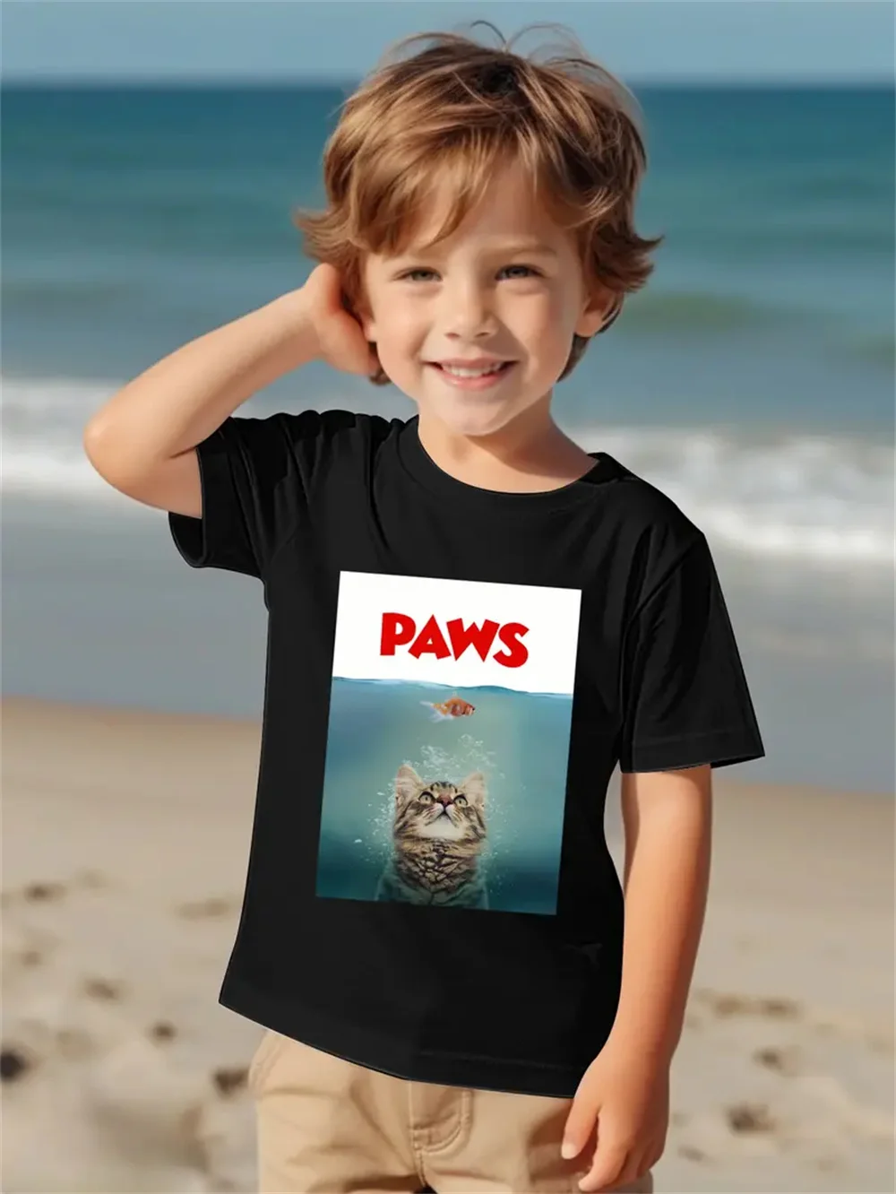 Summer Kids Boys Clothes 3d Cat Print Tee Shirt Short Sleeve Children's Clothing Fashion T Shirt For Boys Top Tee