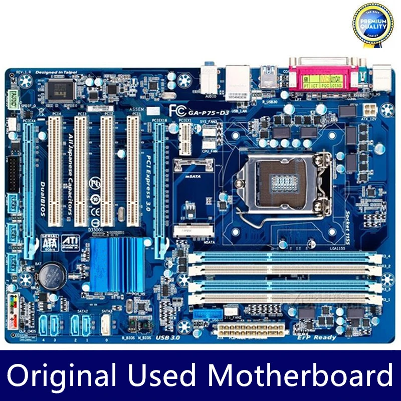 

Б/у материнские платы GA-P75-D3 GA-P75-D3 материнская плата DDR3 32 ГБ i7 i5 i3 LGA 1155 B75 USB3.0 SATA III настольная материнская плата