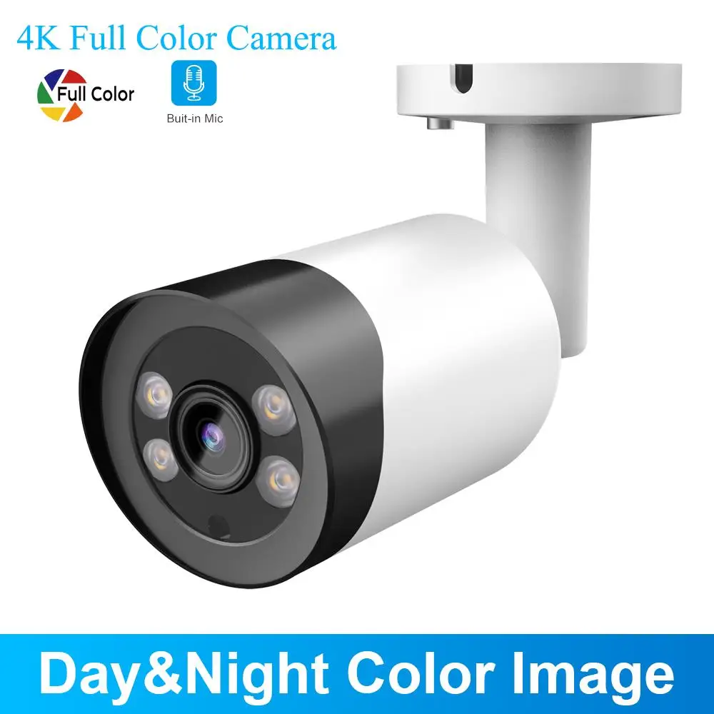  4K Hikvision Comptible IP Camera PoE Full Color IP66 Bullet 8MP 5MP ColorVu Built-in Mic Hik NVR Surveillance Video IPC