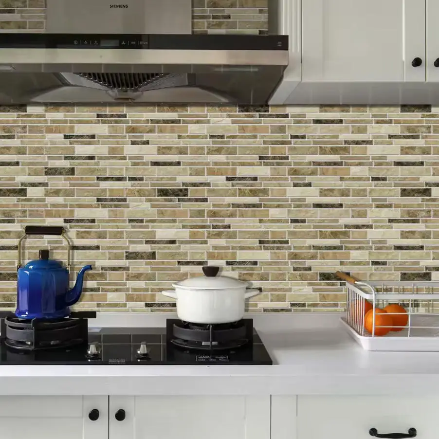 24/48pcs Self-adhesive faux marble tile decorative wall stickers for kitchen, bathroom, living room, dining room home renovation