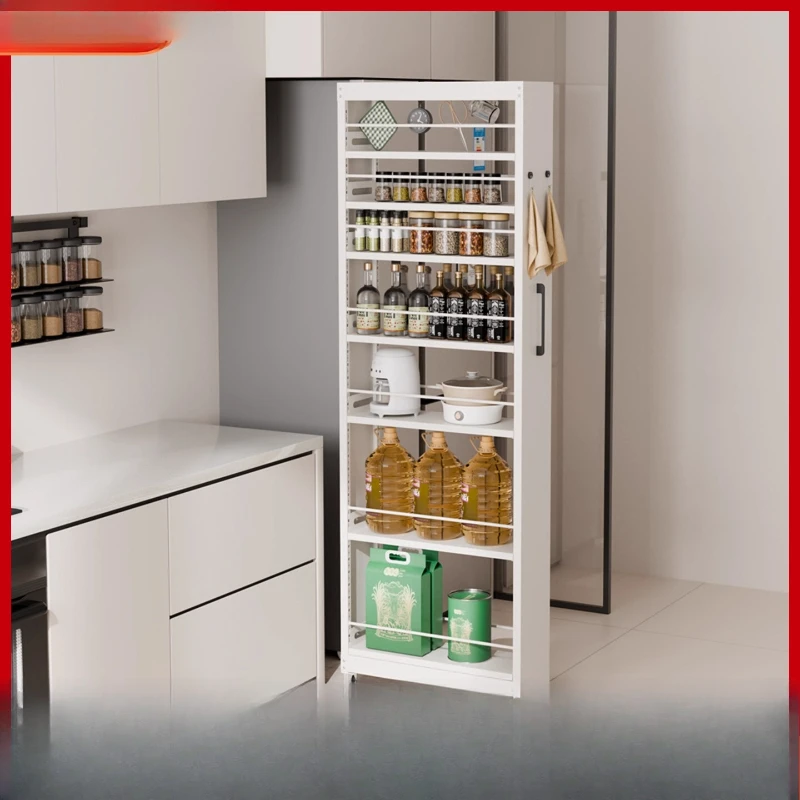 

Customizable kitchen metal crack rack, refrigerator side pull floor very narrow trolley gap storage cabinet