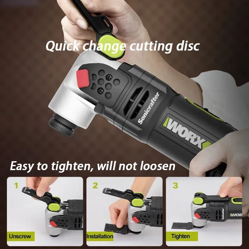 Worx Wu690 Draadloze Oscillerende Multi-Tools Borstelloze Kale Tool Met Gereedschapskist 20V Max 18000 T/min Zwenkhoek 4 Schokabsorberend
