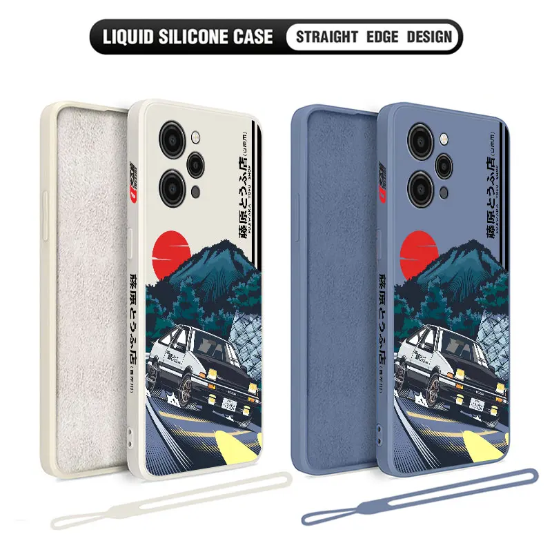 Initial D AE86 Phone Case For Xiaomi Redmi 12C 10 10C 10A 9 9T 9A A1 K20 K30 K40 Pro Plus 4G 5G Liquid Silicone Cover