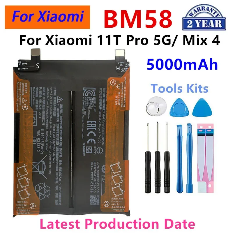 

Brand New BM58 5000mAh Battery For Xiaomi 11T Pro 5G/ Mix 4 Phone Replacement Batteries+Tools