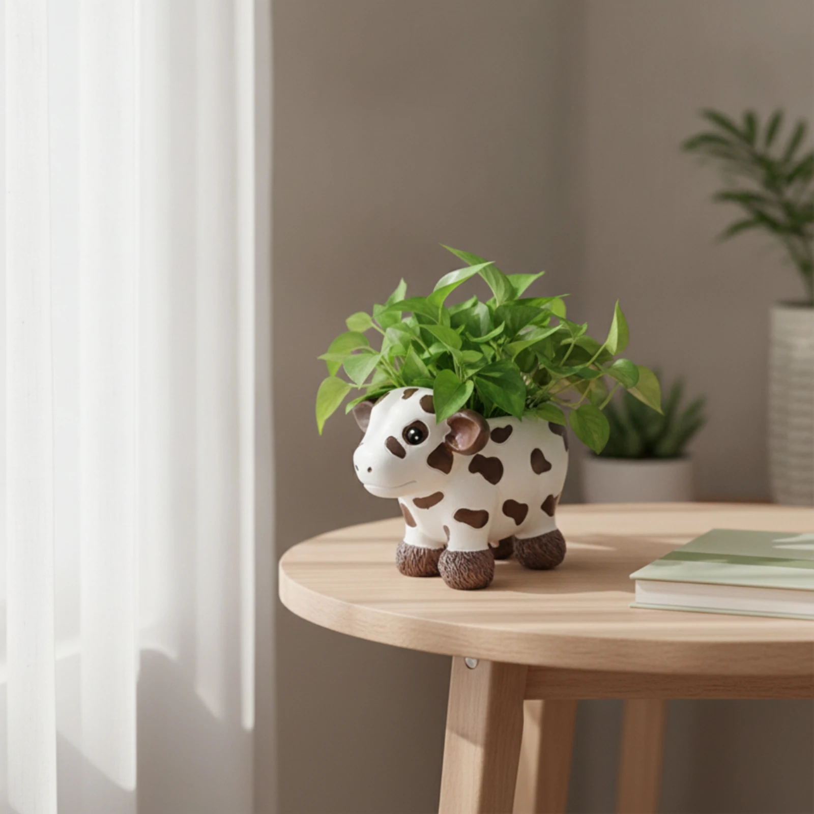 Cow Planter Adorable Cow-Shaped Planter Vessel Decorative Farmhouse for Plant Lovers, Windowsill, Desk