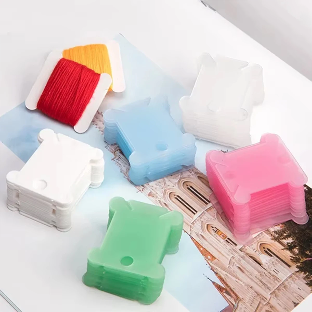  20/50pcs Plastic Winding Board Bobbins Floss Set Spool Thread Card Embroidery Floss DIY Stitch Organizer Holder Sewing Tools﻿