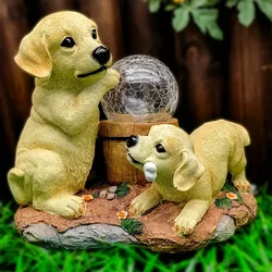 1szt Solar Luminous Glow In Dark Dog Pet Garden Statue Resin Pet Memorial Sculpture For Yard Patio Trawnik Balcony Decor