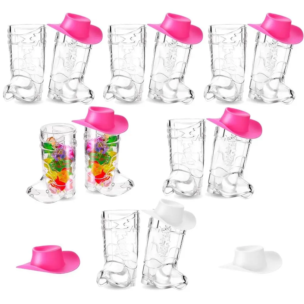 

24/33 Pcs Miniature Hat Cowboy Boot Shot Glasses Food Grade Portable Beer Boot Mugs Lightweight Reusable Cowboy Boot Toys