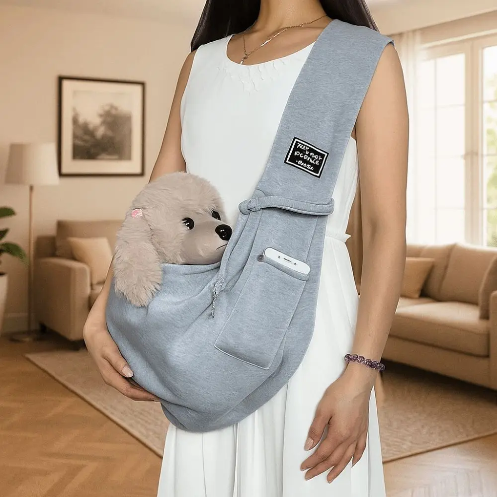 

Polyester Pet Crossbody Shoulder Bag Large Capacity Comfortable Crossbody Pet Carrier Breathable with Safety Harness