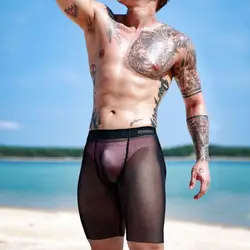 Sexy Sheer Men Elastic Underwears Sports Sexy See Through Ultra Thin Shorts Briefs