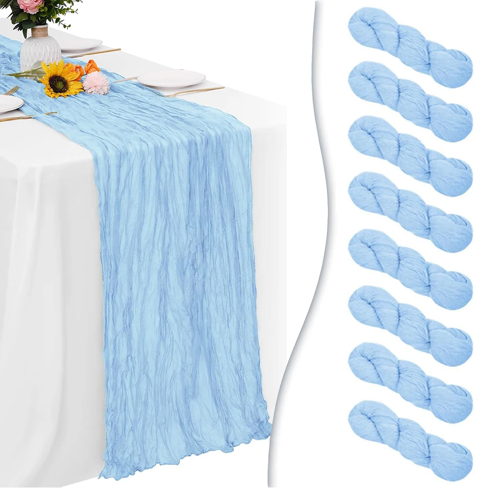 Light Blue Table Runner Baby Blue Cheesecloth Table Runner Rustic Gauze Cheese Cloth Decor Birthday Party Baby Shower Decoration