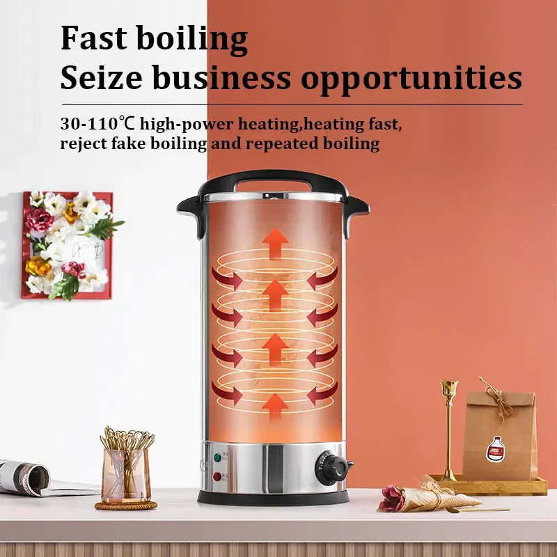 8L 10.5L household hot water dispenser stainless steel double layer electric boiling barrel coffee urn brewer for office