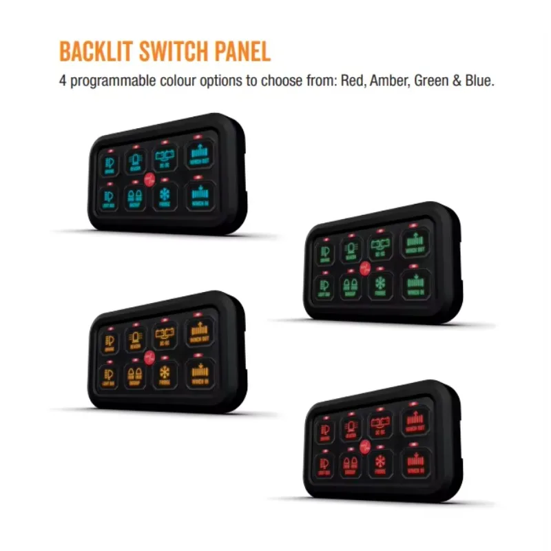 12/24V 8 Gang Switch Panel On-Off LED Car Switch Panel Circuit Control Universal