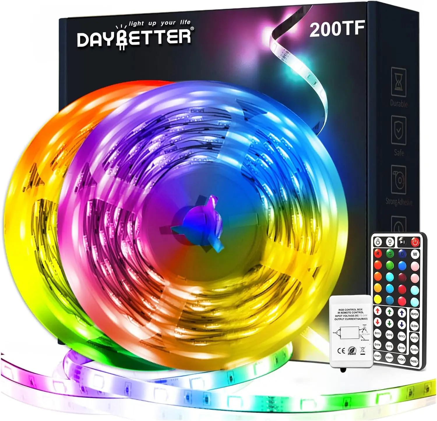 

Led Strip Lights 200ft, RGB Led Light Strip with 44 Keys Remote Controller, Color Changing Led Lights for Bedroom 100 ft of 2