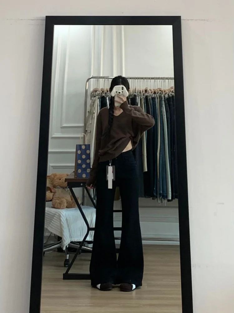 Jeans micro svasati foderati in Fce da donna invernali taglie forti dimagranti a vita alta bootcut comodi pantaloni in denim morbido