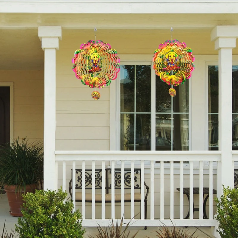 Pemintal Angin Warna Dasar Anjing Mandala Lonceng Angin Menggantung Pemintal Angin untuk Dekorasi