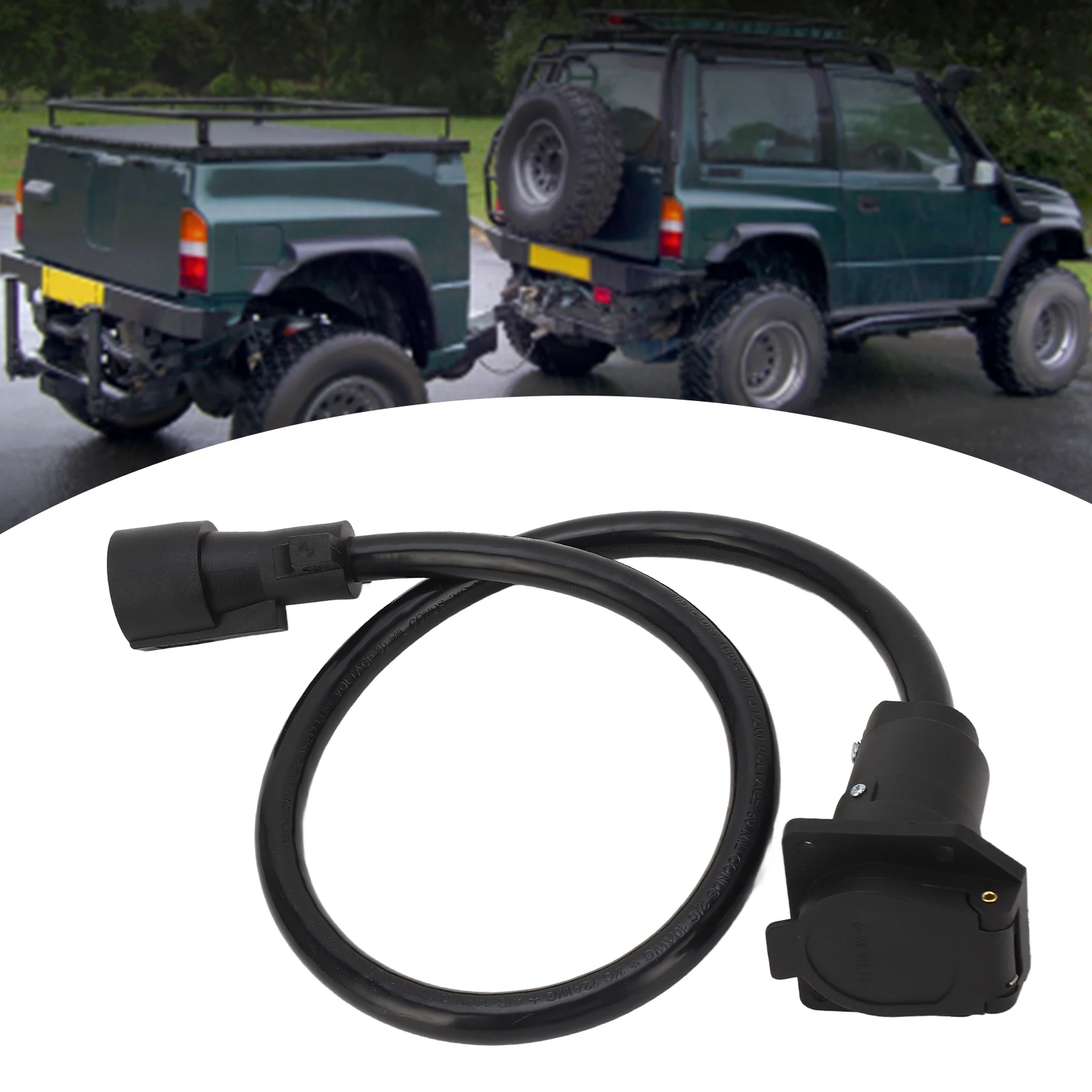 7-weg trailerverlengsnoer Trailer verlengsnoer 7-weg 3ft dubbele prong mannelijke stekkerconnector RV verbindingslijn 10110-048EX