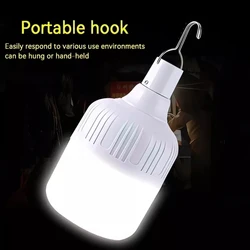 Luces de emergencia portátiles con gancho para exteriores, lámpara LED móvil recargable por USB, bombillas para pesca, Camping, Patio, porche, jardín