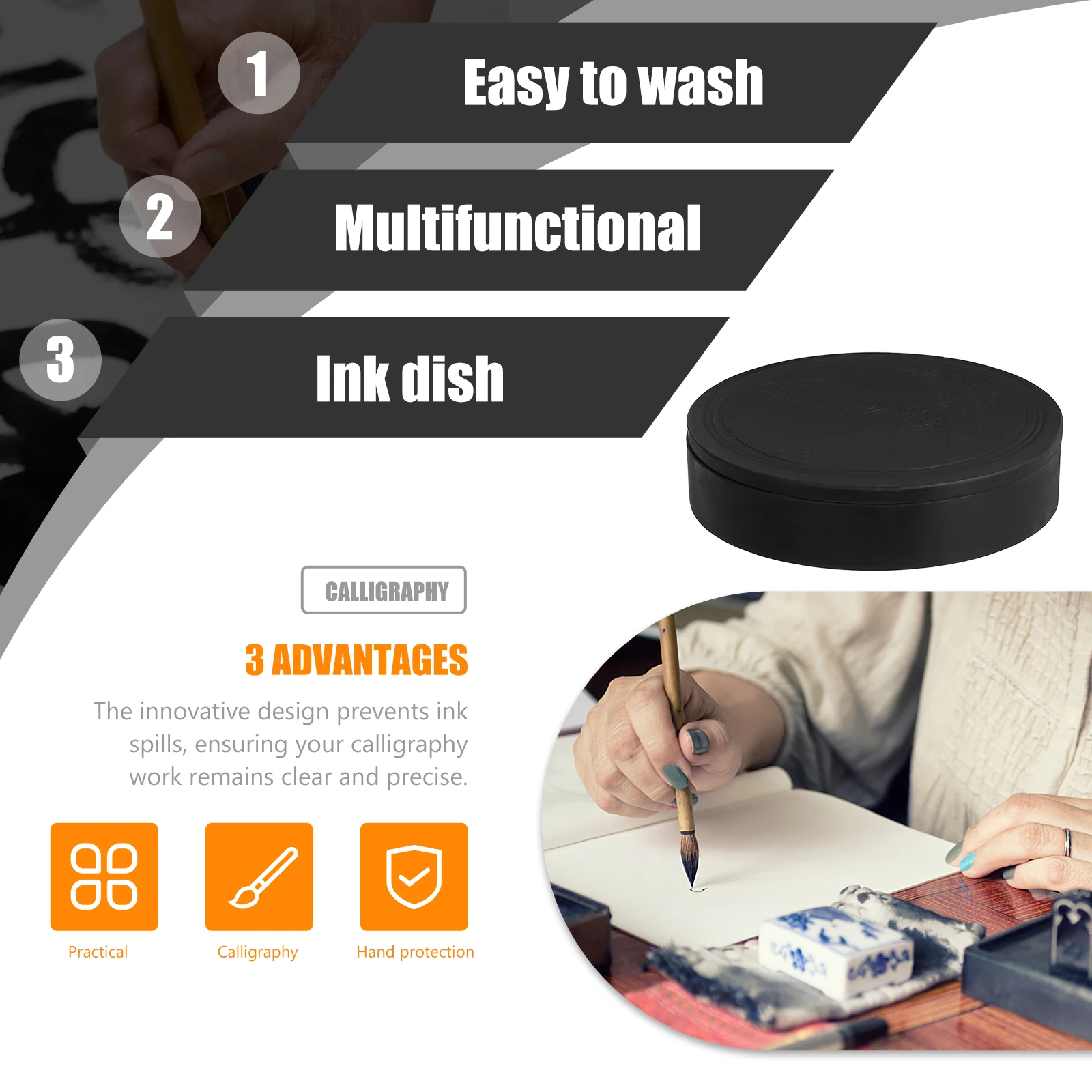 

Calligraphy Ink Cartridge Drawing Chinese Writing Tool Inkwell Black Dish Student