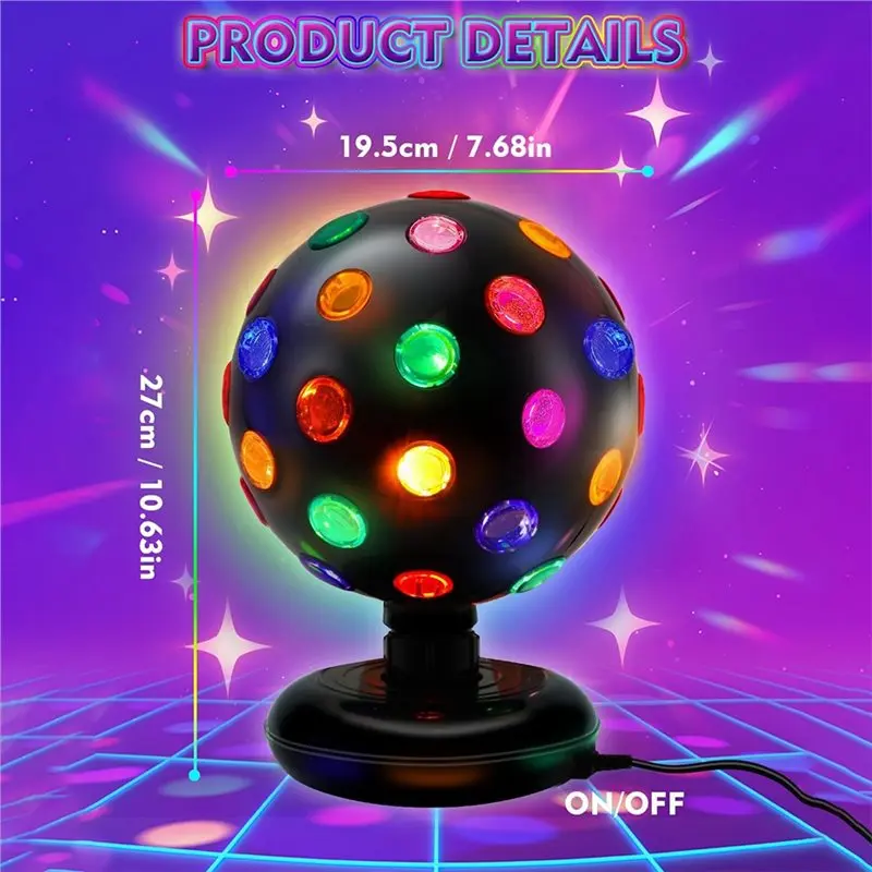 75STO-Multi-Colored LED Rotating Disco Ball Light-11" Spinning Light For Electric Dance Atmosphere