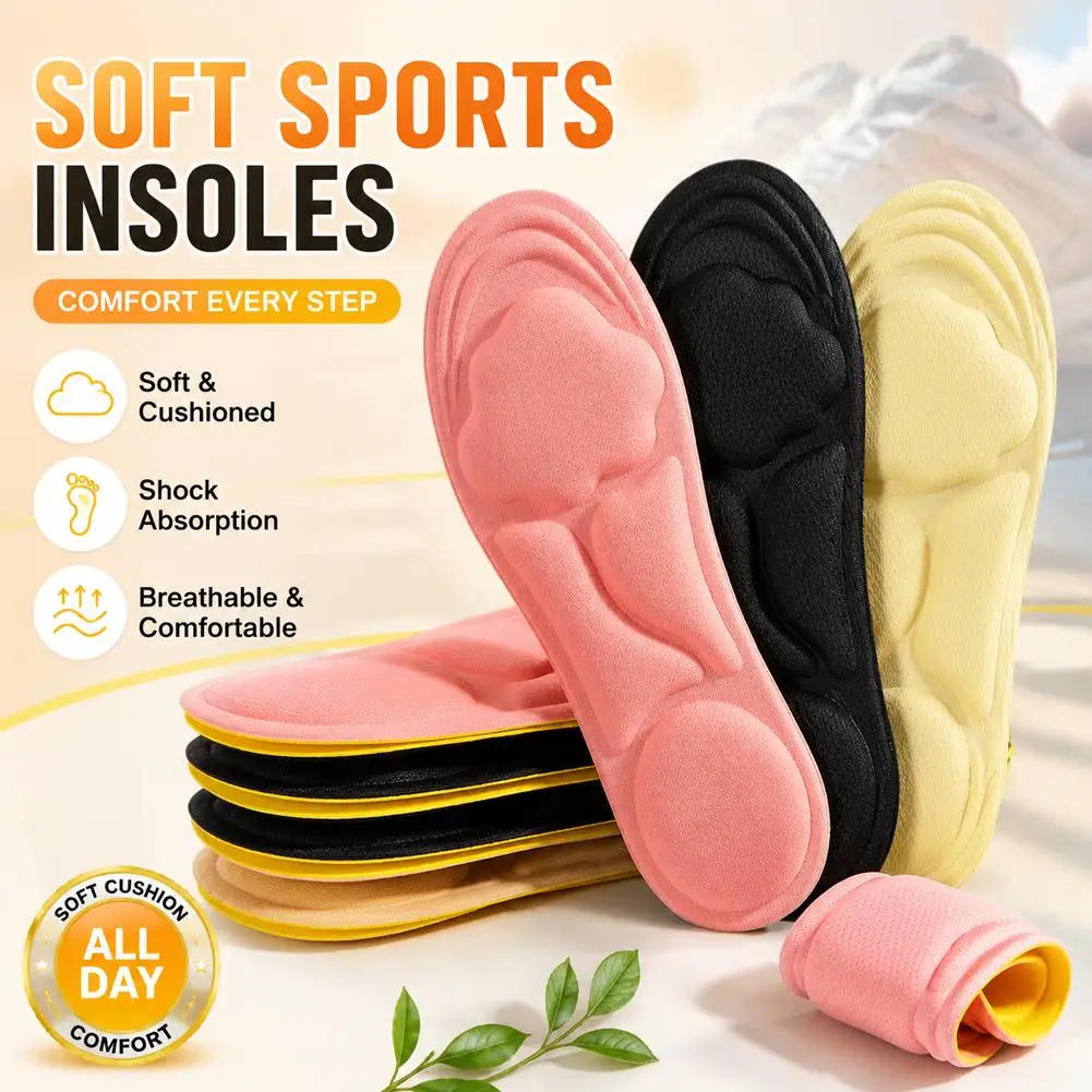 5D Soft Sport Insoles Memory Foam Shoe Sole Deodorant Breathable Running Insoles Shock Absorption Insert