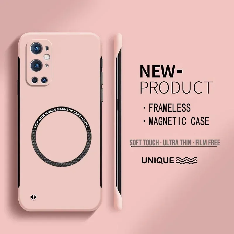 رقيقة جدا الصلب PC المغناطيسي فرملس جراب هاتف غطاء ل Oneplus 9R 8 9 برو 8T واقية ماتي اللون الصلبة غطاء حالات