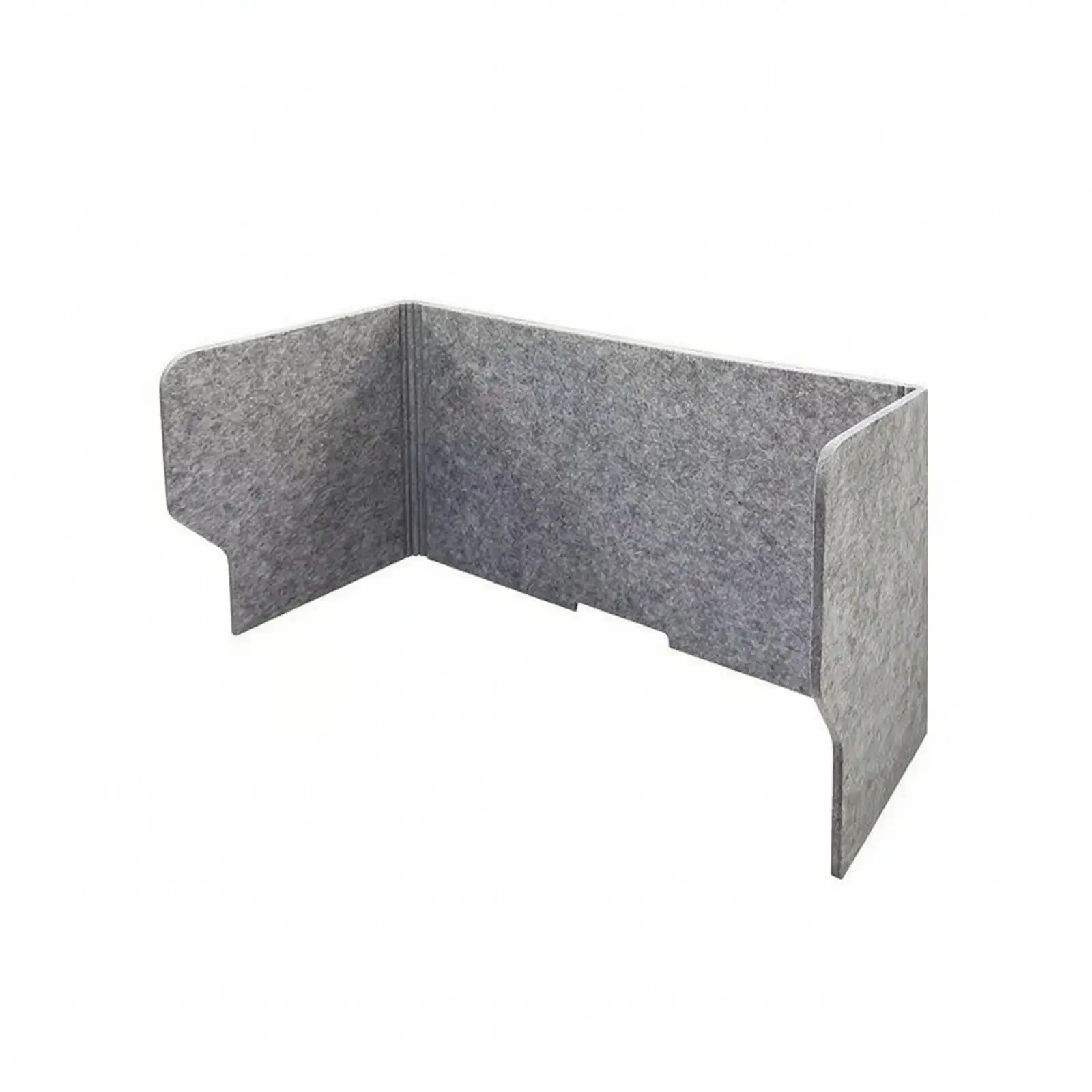 Three Section Office Partition Screen Desk Divider Folding Privacy Panel with Cable Pass Through Modern Gray