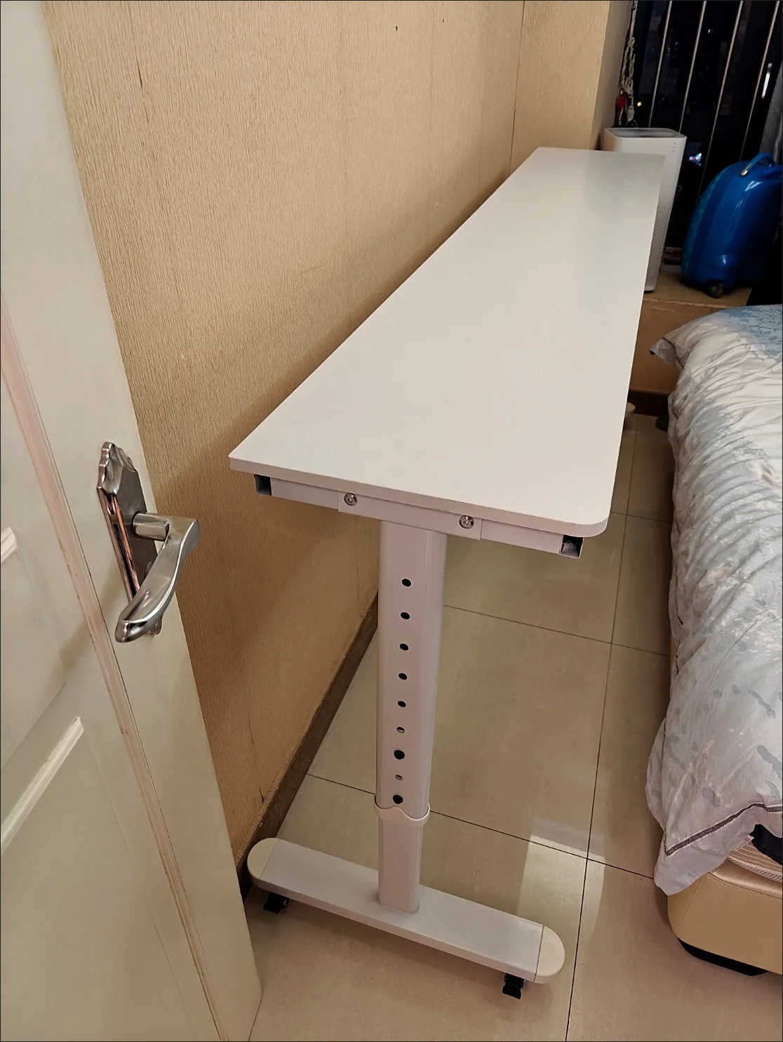 Height Adjustable Solid Wood Computer Desk with Wheels – Small Laptop Table 40/50cm for Home Office Study Workstation