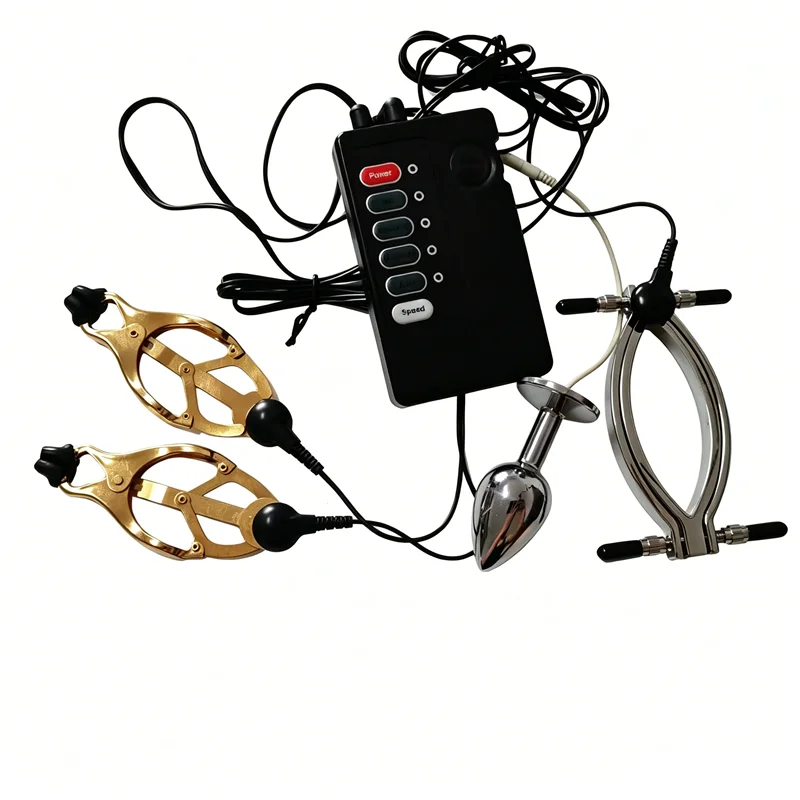 Female Labium Clamps Metal Nipples Clips Clitoris Breast Stimulation Massage Electric Shock Anal Butt Plug Sex Toys for Women view 4